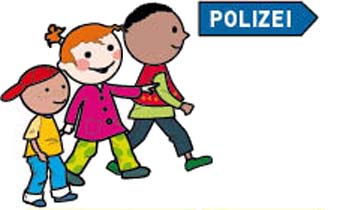 Kinder auf dem Weg zur Polizei